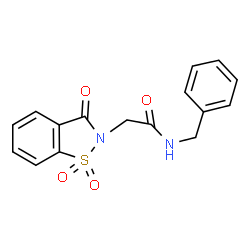 ChemSpider 2D Image | N-Benzyl-2-(1,1-dioxido-3-oxo-1,2-benzothiazol-2(3H)-yl)acetamide | C16H14N2O4S