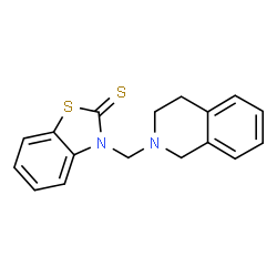 ChemSpider 2D Image | 3-(3,4-Dihydro-2(1H)-isoquinolinylmethyl)-1,3-benzothiazole-2(3H)-thione | C17H16N2S2