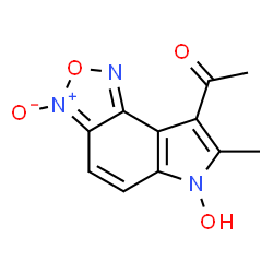 ChemSpider 2D Image | 8-Acetyl-6-hydroxy-7-methyl-6H-[1,2,5]oxadiazolo[3,4-e]indole 3-oxide | C11H9N3O4
