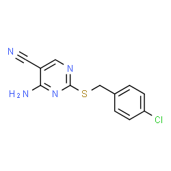 ChemSpider 2D Image | 4-Amino-2-[(4-chlorobenzyl)sulfanyl]-5-pyrimidinecarbonitrile | C12H9ClN4S