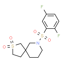 ChemSpider 2D Image | 7-[(2,5-Difluorophenyl)sulfonyl]-2-thia-7-azaspiro[4.5]decane 2,2-dioxide | C14H17F2NO4S2