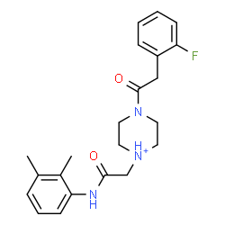 ChemSpider 2D Image | 1-{2-[(2,3-Dimethylphenyl)amino]-2-oxoethyl}-4-[(2-fluorophenyl)acetyl]piperazin-1-ium | C22H27FN3O2