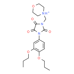 ChemSpider 2D Image | 4-{[3-(3,4-Dipropoxyphenyl)-2,4,5-trioxo-1-imidazolidinyl]methyl}morpholin-4-ium | C20H28N3O6