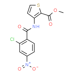 ChemSpider 2D Image | Methyl 3-[(2-chloro-4-nitrobenzoyl)amino]-2-thiophenecarboxylate | C13H9ClN2O5S