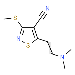 ChemSpider 2D Image | 5-[2-(Dimethylamino)vinyl]-3-(methylsulfanyl)-1,2-thiazole-4-carbonitrile | C9H11N3S2