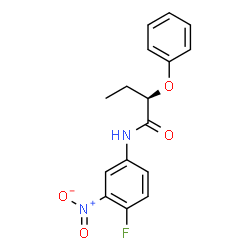 ChemSpider 2D Image | (2R)-N-(4-Fluoro-3-nitrophenyl)-2-phenoxybutanamide | C16H15FN2O4