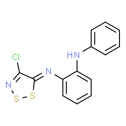 ChemSpider 2D Image | 2-[(Z)-(4-Chloro-5H-1,2,3-dithiazol-5-ylidene)amino]-N-phenylaniline | C14H10ClN3S2