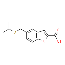 ChemSpider 2D Image | 5-[(Isopropylsulfanyl)methyl]-1-benzofuran-2-carboxylic acid | C13H14O3S
