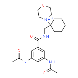 ChemSpider 2D Image | 4-(1-{[(3,5-Diacetamidobenzoyl)amino]methyl}cyclohexyl)morpholin-4-ium | C22H33N4O4