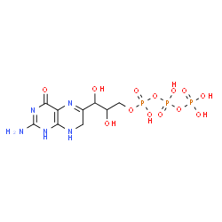 ChemSpider 2D Image | Triphosphoric acid, mono[3-(2-amino-1,4,7,8-tetrahydro-4-oxo-6-pteridinyl)-2,3-dihydroxypropyl] ester | C9H16N5O13P3