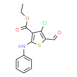 ChemSpider 2D Image | Ethyl 2-anilino-4-chloro-5-formyl-3-thiophenecarboxylate | C14H12ClNO3S