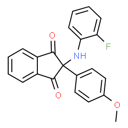 ChemSpider 2D Image | 2-[(2-Fluorophenyl)amino]-2-(4-methoxyphenyl)-1H-indene-1,3(2H)-dione | C22H16FNO3