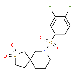 ChemSpider 2D Image | 7-[(3,4-Difluorophenyl)sulfonyl]-2-thia-7-azaspiro[4.5]decane 2,2-dioxide | C14H17F2NO4S2