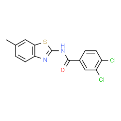ChemSpider 2D Image | 3,4-Dichloro-N-(6-methyl-1,3-benzothiazol-2-yl)benzamide | C15H10Cl2N2OS
