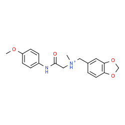ChemSpider 2D Image | N-(1,3-Benzodioxol-5-ylmethyl)-2-[(4-methoxyphenyl)amino]-N-methyl-2-oxoethanaminium | C18H21N2O4