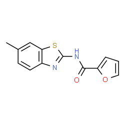 ChemSpider 2D Image | N-(6-Methyl-1,3-benzothiazol-2-yl)-2-furamide | C13H10N2O2S