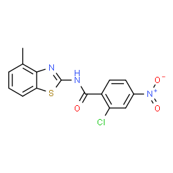 ChemSpider 2D Image | 2-Chloro-N-(4-methyl-1,3-benzothiazol-2-yl)-4-nitrobenzamide | C15H10ClN3O3S