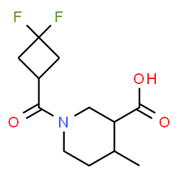 ChemSpider 2D Image | 1-[(3,3-Difluorocyclobutyl)carbonyl]-4-methyl-3-piperidinecarboxylic acid | C12H17F2NO3