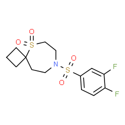 ChemSpider 2D Image | 8-[(3,4-Difluorophenyl)sulfonyl]-5-thia-8-azaspiro[3.6]decane 5,5-dioxide | C14H17F2NO4S2