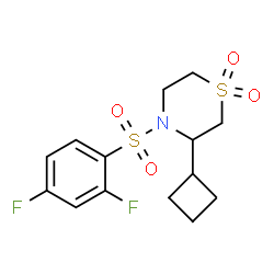 ChemSpider 2D Image | 3-Cyclobutyl-4-[(2,4-difluorophenyl)sulfonyl]thiomorpholine 1,1-dioxide | C14H17F2NO4S2