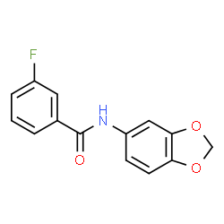ChemSpider 2D Image | N-(1,3-Benzodioxol-5-yl)-3-fluorobenzamide | C14H10FNO3
