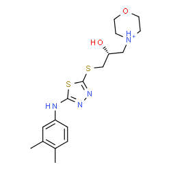 ChemSpider 2D Image | 4-[(2R)-3-({5-[(3,4-Dimethylphenyl)amino]-1,3,4-thiadiazol-2-yl}sulfanyl)-2-hydroxypropyl]morpholin-4-ium | C17H25N4O2S2