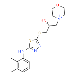 ChemSpider 2D Image | 4-[(2R)-3-({5-[(2,3-Dimethylphenyl)amino]-1,3,4-thiadiazol-2-yl}sulfanyl)-2-hydroxypropyl]morpholin-4-ium | C17H25N4O2S2
