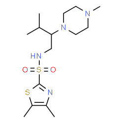 ChemSpider 2D Image | 4,5-Dimethyl-N-[3-methyl-2-(4-methyl-1-piperazinyl)butyl]-1,3-thiazole-2-sulfonamide | C15H28N4O2S2