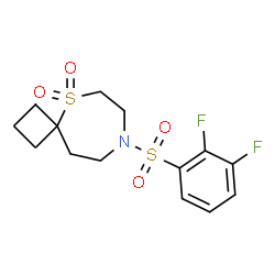 ChemSpider 2D Image | 8-[(2,3-Difluorophenyl)sulfonyl]-5-thia-8-azaspiro[3.6]decane 5,5-dioxide | C14H17F2NO4S2
