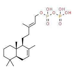 ChemSpider 2D Image | (2E)-3-Methyl-5-[(1S,4aS,8aS)-2,5,5,8a-tetramethyl-1,4,4a,5,6,7,8,8a-octahydro-1-naphthalenyl]-2-penten-1-yl trihydrogen diphosphate | C20H36O7P2