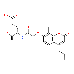 ChemSpider 2D Image | N-{2-[(8-Methyl-2-oxo-4-propyl-2H-chromen-7-yl)oxy]propanoyl}-L-glutamic acid | C21H25NO8