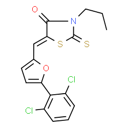 ChemSpider 2D Image | (5Z)-5-{[5-(2,6-Dichlorophenyl)-2-furyl]methylene}-3-propyl-2-thioxo-1,3-thiazolidin-4-one | C17H13Cl2NO2S2