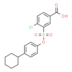 ChemSpider 2D Image | 4-Chloro-3-[(4-cyclohexylphenoxy)sulfonyl]benzoic acid | C19H19ClO5S
