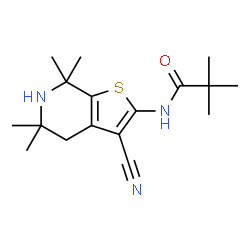 ChemSpider 2D Image | N-(3-Cyano-5,5,7,7-tetramethyl-4,5,6,7-tetrahydrothieno[2,3-c]pyridin-2-yl)-2,2-dimethylpropanamide | C17H25N3OS