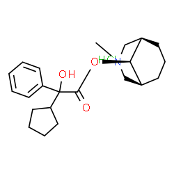 ChemSpider 2D Image | (9-syn)-3-Methyl-3-azabicyclo[3.3.1]non-9-yl cyclopentyl(hydroxy)phenylacetate hydrochloride (1:1) | C22H32ClNO3