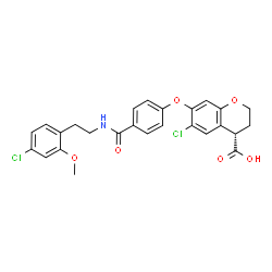 ChemSpider 2D Image | (4S)-6-Chloro-7-(4-{[2-(4-chloro-2-methoxyphenyl)ethyl]carbamoyl}phenoxy)-4-chromanecarboxylic acid | C26H23Cl2NO6