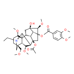 ChemSpider 2D Image | (1alpha,14alpha,16beta)-8-Acetoxy-20-ethyl-13-hydroxy-1,6,16-trimethoxy-4-(methoxymethyl)aconitan-14-yl 3,4-dimethoxybenzoate | C36H51NO11
