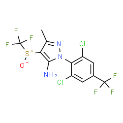 ChemSpider 2D Image | {5-Amino-1-[2,6-dichloro-4-(trifluoromethyl)phenyl]-3-methyl-1H-pyrazol-4-yl}(trifluoromethyl)sulfoniumolate | C12H7Cl2F6N3OS