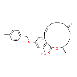 ChemSpider 2D Image | (3S,11Z)-16-Hydroxy-3-methyl-14-[(4-methylbenzyl)oxy]-3,4,5,6,9,10-hexahydro-1H-2-benzoxacyclotetradecine-1,7(8H)-dione | C26H30O5