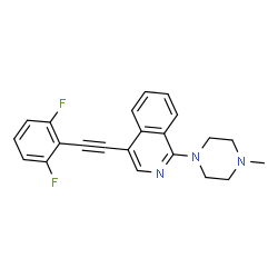 ChemSpider 2D Image | 4-((2,6-Difluorophenyl)ethynyl)-1-(4-methylpiperazin-1-yl)isoquinoline | C22H19F2N3