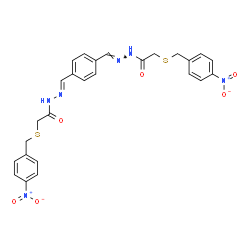 ChemSpider 2D Image | N',N''-[1,4-Phenylenedi(E)methylylidene]bis{2-[(4-nitrobenzyl)sulfanyl]acetohydrazide} | C26H24N6O6S2
