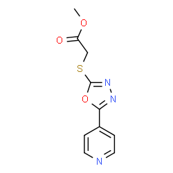 ChemSpider 2D Image | Methyl {[5-(4-pyridinyl)-1,3,4-oxadiazol-2-yl]sulfanyl}acetate | C10H9N3O3S