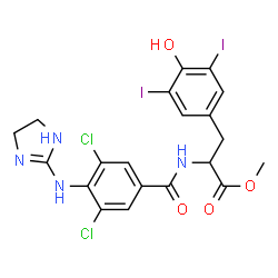 ChemSpider 2D Image | Methyl N-[3,5-dichloro-4-(4,5-dihydro-1H-imidazol-2-ylamino)benzoyl]-3,5-diiodotyrosinate | C20H18Cl2I2N4O4