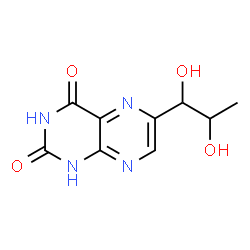 ChemSpider 2D Image | 6-(1,2-Dihydroxypropyl)-2,4(1H,3H)-pteridinedione | C9H10N4O4