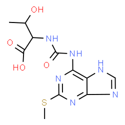 ChemSpider 2D Image | N-{[2-(Methylsulfanyl)-7H-purin-6-yl]carbamoyl}threonine | C11H14N6O4S