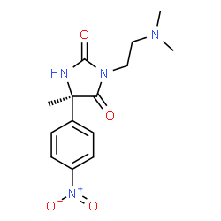 ChemSpider 2D Image | (5R)-3-[2-(Dimethylamino)ethyl]-5-methyl-5-(4-nitrophenyl)-2,4-imidazolidinedione | C14H18N4O4
