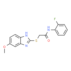 ChemSpider 2D Image | N-(2-Fluorophenyl)-2-[(5-methoxy-1H-benzimidazol-2-yl)sulfanyl]acetamide | C16H14FN3O2S