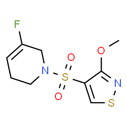 ChemSpider 2D Image | 5-Fluoro-1-[(3-methoxy-1,2-thiazol-4-yl)sulfonyl]-1,2,3,6-tetrahydropyridine | C9H11FN2O3S2