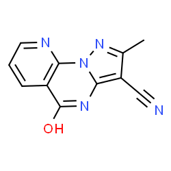 ChemSpider 2D Image | 5-Hydroxy-2-methylpyrazolo[1,5-a]pyrido[3,2-e]pyrimidine-3-carbonitrile | C11H7N5O