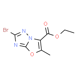 ChemSpider 2D Image | Ethyl 2-bromo-5-methyl[1,3]oxazolo[3,2-b][1,2,4]triazole-6-carboxylate | C8H8BrN3O3